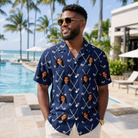 Real-life photo of someone wearing Men's Swing Crossroads Custom Face Hawaiian Shirt — custom faces printed all-over