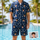 Man wearing Men's Swing Crossroads Custom Face Shirt & Shorts Set — custom faces printed all-over