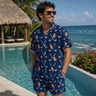 Real-life photo of someone wearing Men's Swing Crossroads Custom Face Shirt & Shorts Set — custom faces printed all-over