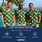 Friends in matching Men's Birdie Bouncers Custom Face Hawaiian Shirt — a group gift photo