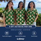 Friends in matching Women's Birdie Bouncers Custom Face Hawaiian Shirt — a group gift photo