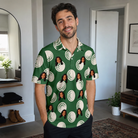 Real-life photo of someone wearing Men's Birdie Bouncers Custom Face Polo Shirt — custom faces printed all-over