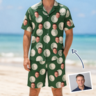 Man wearing Men's Birdie Bouncers Custom Face Shirt & Shorts Set — custom faces printed all-over