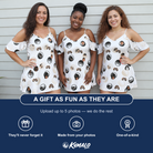 Friends in matching Women's Dimple Dash Custom Face Off-Shoulder Dress — a group gift photo