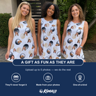 Friends in matching Women's Dimple Dash Custom Face Tank Dress — a group gift photo