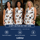 Friends in matching Women's Dimple Dash Custom Face V-Neck Dress — a group gift photo