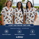 Friends in matching Women's Dimple Dash Custom Face Hawaiian Shirt — a group gift photo