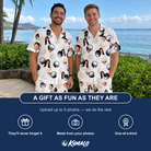 Friends in matching Men's Dimple Dash Custom Face Shirt & Shorts Set — a group gift photo