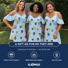 Friends in matching Women's Turf Tactics Custom Face Off-Shoulder Dress — a group gift photo