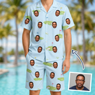 Man wearing Men's Turf Tactics Custom Face Shirt & Shorts Set — custom faces printed all-over