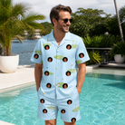 Real-life photo of someone wearing Men's Turf Tactics Custom Face Shirt & Shorts Set — custom faces printed all-over