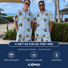 Friends in matching Men's Turf Tactics Custom Face Shirt & Shorts Set — a group gift photo
