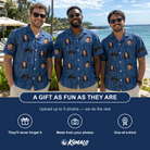 Friends in matching Men's Needle Nineteen Custom Face Hawaiian Shirt — a group gift photo