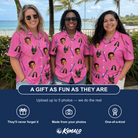 Friends in matching Women's Loft Legends Custom Face Hawaiian Shirt — a group gift photo