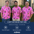 Friends in matching Men's Loft Legends Custom Face Polo Shirt — a group gift photo