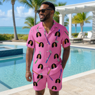 Real-life photo of someone wearing Men's Loft Legends Custom Face Shirt & Shorts Set — custom faces printed all-over