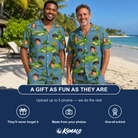 Friends in matching Men's Mulligan Meadows Custom Face Shirt & Shorts Set — a group gift photo