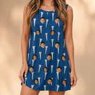 Model wearing Women's Peg Pursuit Custom Face Tank Dress printed with kids' faces