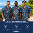 Friends in matching Men's Peg Pursuit Custom Face Hawaiian Shirt — a group gift photo