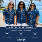 Friends in matching Women's Peg Pursuit Custom Face Hawaiian Shirt — a group gift photo
