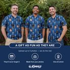 Friends in matching Men's Peg Pursuit Custom Face Polo Shirt — a group gift photo