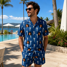 Real-life photo of someone wearing Men's Peg Pursuit Custom Face Shirt & Shorts Set — custom faces printed all-over