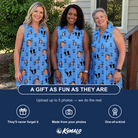 Friends in matching Women's Orb Weaver Custom Face V-Neck Dress — a group gift photo