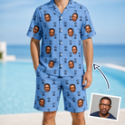 Man wearing Men's Orb Weaver Custom Face Shirt & Shorts Set — custom faces printed all-over