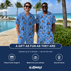 Friends in matching Men's Orb Weaver Custom Face Shirt & Shorts Set — a group gift photo