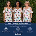 Friends in matching Women's Threaded Thrills Custom Face Off-Shoulder Dress — a group gift photo