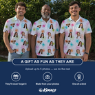 Friends in matching Men's Threaded Thrills Custom Face Polo Shirt — a group gift photo
