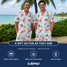 Friends in matching Men's Threaded Thrills Custom Face Shirt & Shorts Set — a group gift photo