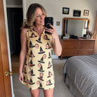 Real-life photo of someone wearing Women's Coven Couture Custom Face V-Neck Dress — custom faces printed all-over