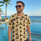 Real-life photo of someone wearing Men's Coven Couture Custom Face Hawaiian Shirt — custom faces printed all-over