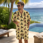 Real-life photo of someone wearing Men's Coven Couture Custom Face Shirt & Shorts Set — custom faces printed all-over