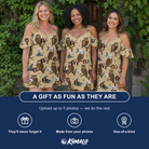 Friends in matching Women's Roost Ruckus Custom Face Off-Shoulder Dress — a group gift photo