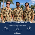 Friends in matching Men's Roost Ruckus Custom Face Hawaiian Shirt — a group gift photo