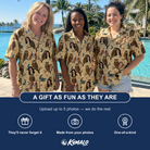 Friends in matching Women's Roost Ruckus Custom Face Hawaiian Shirt — a group gift photo