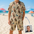 Man wearing Men's Roost Ruckus Custom Face Shirt & Shorts Set — custom faces printed all-over