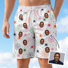 Man wearing Men's Venom Velvet Custom Face Beach Shorts — custom faces printed all-over