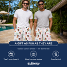 Friends in matching Men's Venom Velvet Custom Face Beach Shorts — a group gift photo