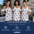 Friends in matching Women's Venom Velvet Custom Face Off-Shoulder Dress — a group gift photo