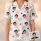 Woman wearing Women's Venom Velvet Custom Face Hawaiian Shirt — custom faces printed all-over