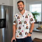 Real-life photo of someone wearing Men's Venom Velvet Custom Face Polo Shirt — custom faces printed all-over