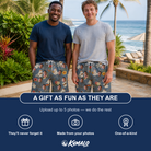 Friends in matching Men's Ectoplasm Eccentrics Custom Face Beach Shorts — a group gift photo