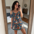 Real-life photo of someone wearing Women's Ectoplasm Eccentrics Custom Face Off-Shoulder Dress — custom faces printed all-over