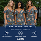 Friends in matching Women's Ectoplasm Eccentrics Custom Face Off-Shoulder Dress — a group gift photo