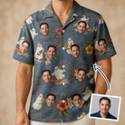 Man wearing Men's Ectoplasm Eccentrics Custom Face Hawaiian Shirt — custom faces printed all-over