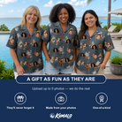 Friends in matching Women's Ectoplasm Eccentrics Custom Face Hawaiian Shirt — a group gift photo