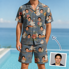 Man wearing Men's Ectoplasm Eccentrics Custom Face Shirt & Shorts Set — custom faces printed all-over